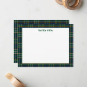 Personalized Tartan Note Card with Plaid Backgroun Notitiekaartje (Voorkant / Achterkant in situ)