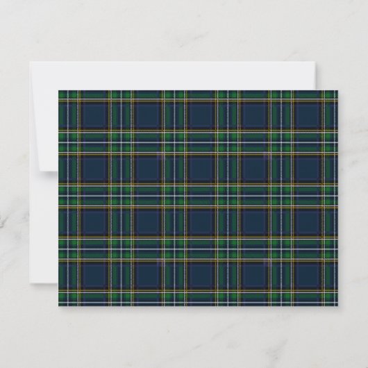 Personalized Tartan Note Card with Plaid Backgroun Notitiekaartje (Achterkant)