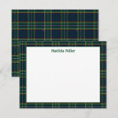 Personalized Tartan Note Card with Plaid Backgroun Notitiekaartje (Voorkant / Achterkant)