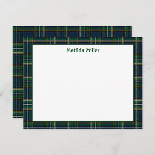 Personalized Tartan Note Card with Plaid Backgroun Notitiekaartje (Voorkant / Achterkant)