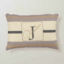 Personalized Taupe Gold Stripe Modern Neutral Chic Accent Kussen
