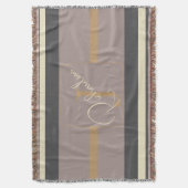Personalized Taupe Gold Stripe Modern Neutral Chic Deken (Voorkant Verticaal)