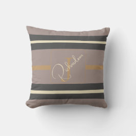 Personalized Taupe Gold Stripe Modern Neutral Chic Kussen