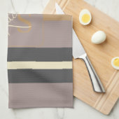 Personalized Taupe Gold Stripe Modern Neutral Chic Theedoek (Quarter Fold)