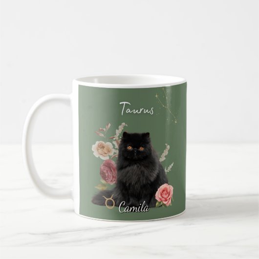Personalized Taurus Cat Mug with Name Koffiemok (Links)