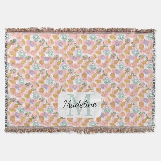 Personalized Tea & Baker Monogram Throw Blanket Deken (Voorkant)