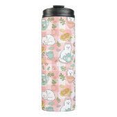 Personalized Tea Book Cat Girl Cute Pastel Pink  Thermosbeker (Voorkant)