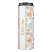 Personalized Tea Book Cat Girl Cute Pastel Pink  Thermosbeker (Achterkant)