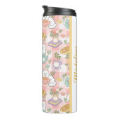 Personalized Tea Book Cat Girl Cute Pastel Pink  Thermosbeker (Geroteerd rechts)