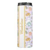 Personalized Tea Book Cat Girl Cute Pastel Purple Thermosbeker (Achterkant)