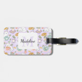 Personalized Tea & Bookish Cats Girl Purple Bagagelabel (Achterkant horizontaal)
