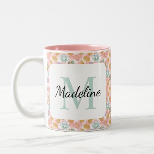 Personalized Tea Lover & Baker Monogram Name Mug Tweekleurige Koffiemok (Links)