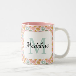 Personalized Tea Lover & Baker Monogram Name Mug Tweekleurige Koffiemok