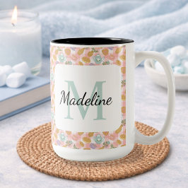 Personalized Tea Lover & Baker Monogram Name Mug Tweekleurige Koffiemok