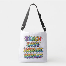 Personalized Teach Love Inspire Repeat Teacher Crossbody Tas