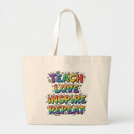 Personalized Teach Love Inspire Repeat Teacher Grote Tote Bag