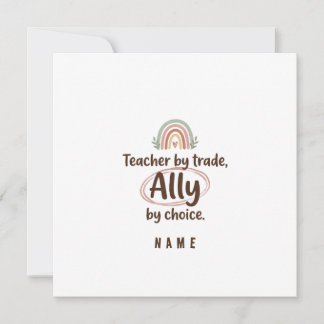 Personalized Teacher Ally Invitation  Announcement Kaart