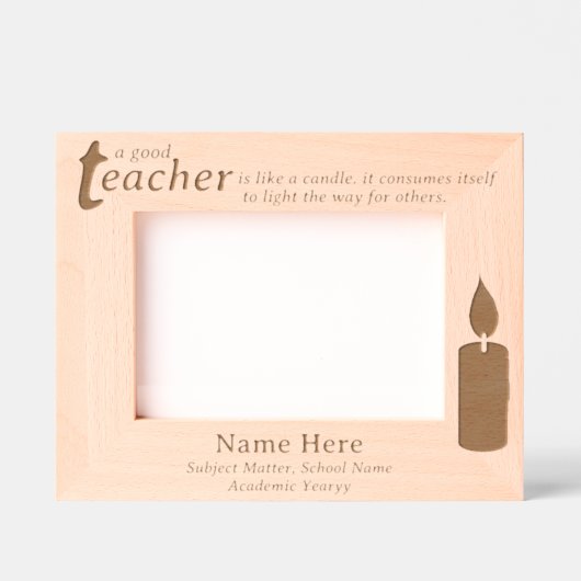 Personalized Teacher and Candlelight  Gegraveerde Lijstjes (Voorkant)