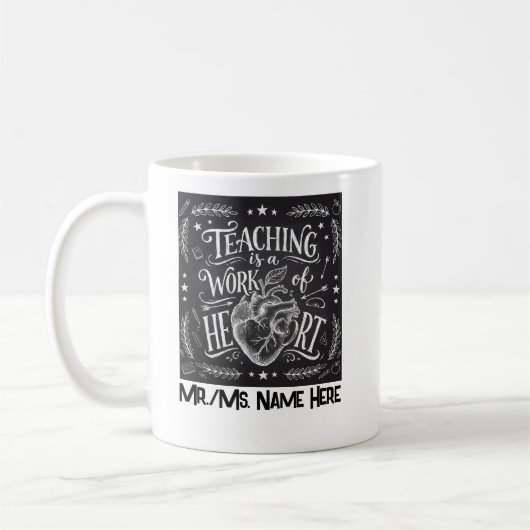 Personalized Teacher Appreciation Chalkboard Heart Koffiemok (Links)