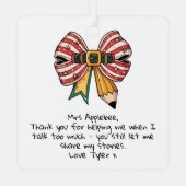 Personalized Teacher Appreciation Christmas Metalen Ornament (Achterkant)