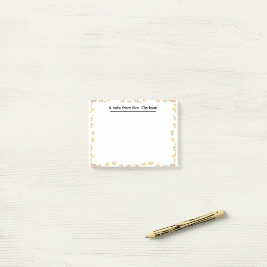 Personalized Teacher Appreciation Floral spring Post-it® Notes (Op bureau)