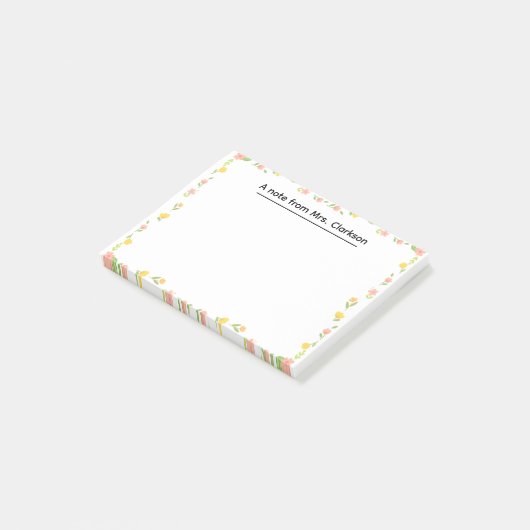 Personalized Teacher Appreciation Floral spring Post-it® Notes (Schuin)