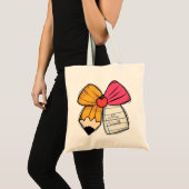 Personalized Teacher Coquette Bow Teacher Name Tote Bag (Voorkant (product))
