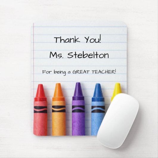 Personalized Teacher Crayon and Paper  Muismat (Met muis)