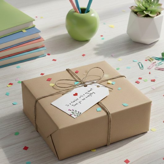 Personalized Teacher Gift Tag - Big Heart  Cadeaulabel