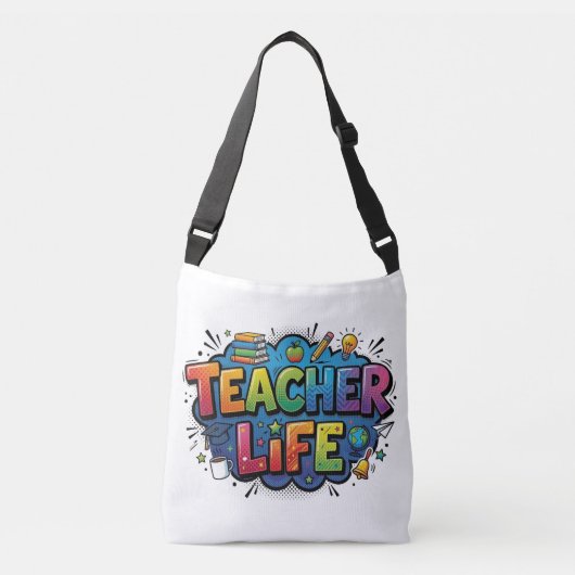 Personalized Teacher Life Pop Art Comic Style Crossbody Tas (Voorkant)