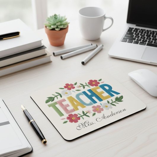 Personalized Teacher Mouse Pad with Floral Design Muismat