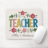 Personalized Teacher Mouse Pad with Floral Design Muismat (Met muis)