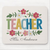 Personalized Teacher Mouse Pad with Floral Design Muismat (Voorkant)