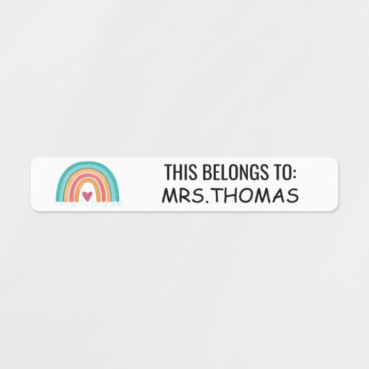Personalized Teacher Name Labels – Rainbow Design (Design 1)