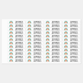 Personalized Teacher Name Labels – Rainbow Design