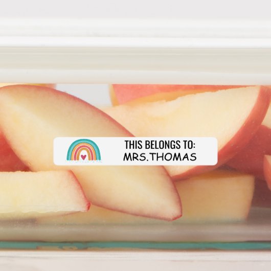 Personalized Teacher Name Labels – Rainbow Design (Aangebracht)