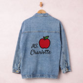 Personalized Teacher Name Red Apple Quarter Denim Jacket (Hangar)
