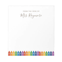 Personalized Teacher Notepad – Rainbow Crayon Appr Notitieblok