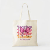 Personalized Teacher Pink Coquette Bow Tote Bag (Voorkant)