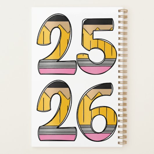 Personalized Teacher Planner – Pencil Initial (Achterkant)