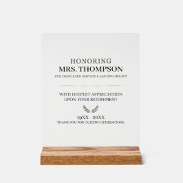 Personalized Teacher Retirement Typography Acryl Bord