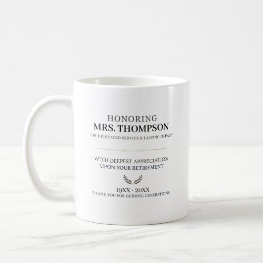 Personalized Teacher Retirement Typography Koffiemok (Links)
