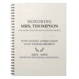 Personalized Teacher Retirement Typography Notitieboek