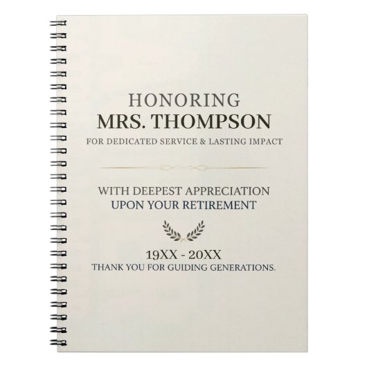 Personalized Teacher Retirement Typography Notitieboek (Voorkant)