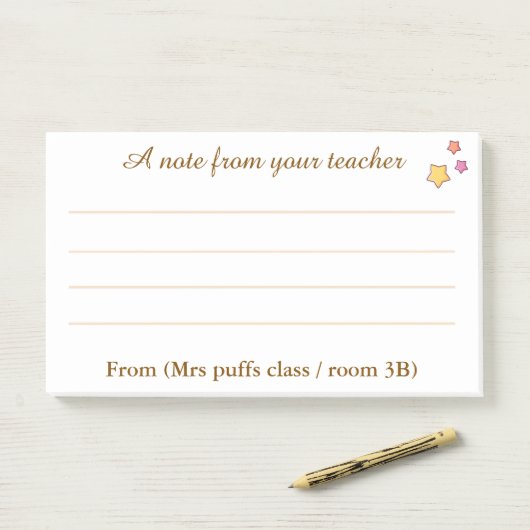 Personalized Teacher Sticky Note Pad (Op bureau)