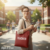 Personalized Teacher Text Statement Deep Red Tote Bag