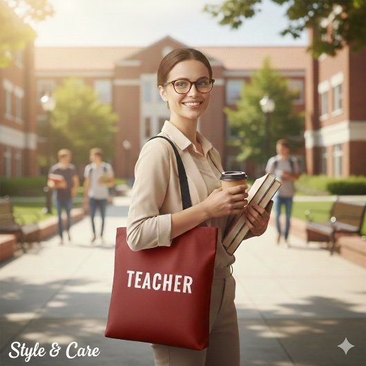 Personalized Teacher Text Statement Deep Red Tote Bag