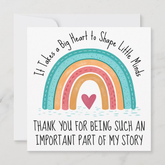 Personalized Teacher Thank You Card Rainbow Design Feestdagenkaart (Voorkant)