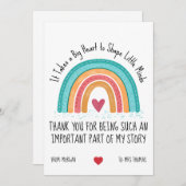 Personalized Teacher Thank You Card – Rainbow Quot Feestdagenkaart (Voorkant / Achterkant)