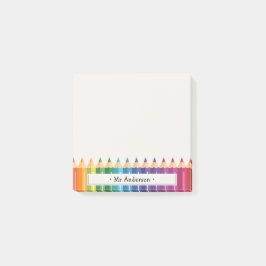 Personalized Teacher's Name Colorful Pencils Post-it® Notes